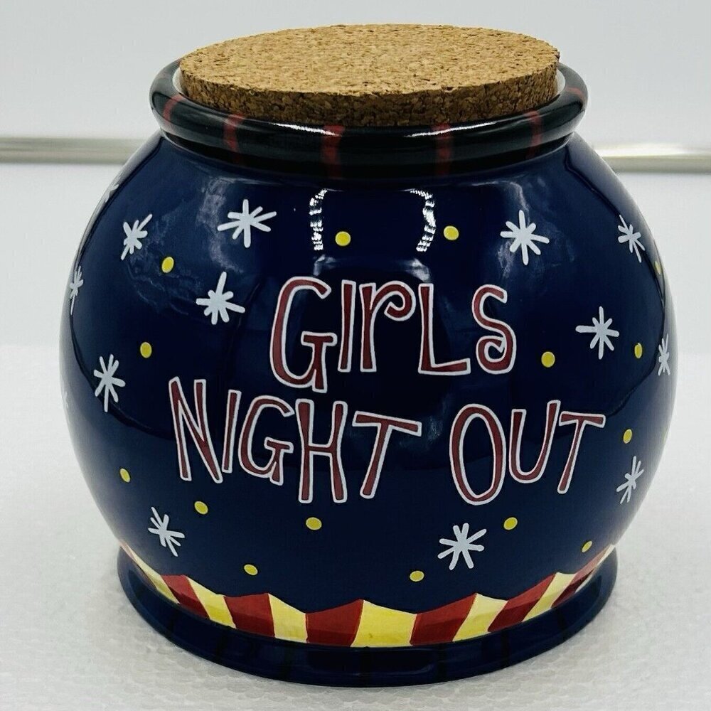 Bella Casa GANZ "Girls Night Out" Ceramic Cork Fund Money Piggy Bank NEW NIB